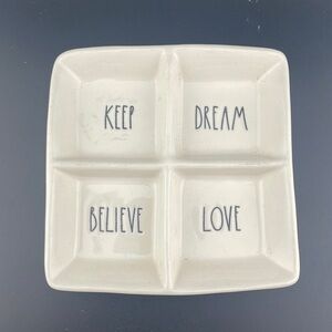 Rae Dunn 4 Section Trinket Tray Ceramic: Keep Dream Believe Love